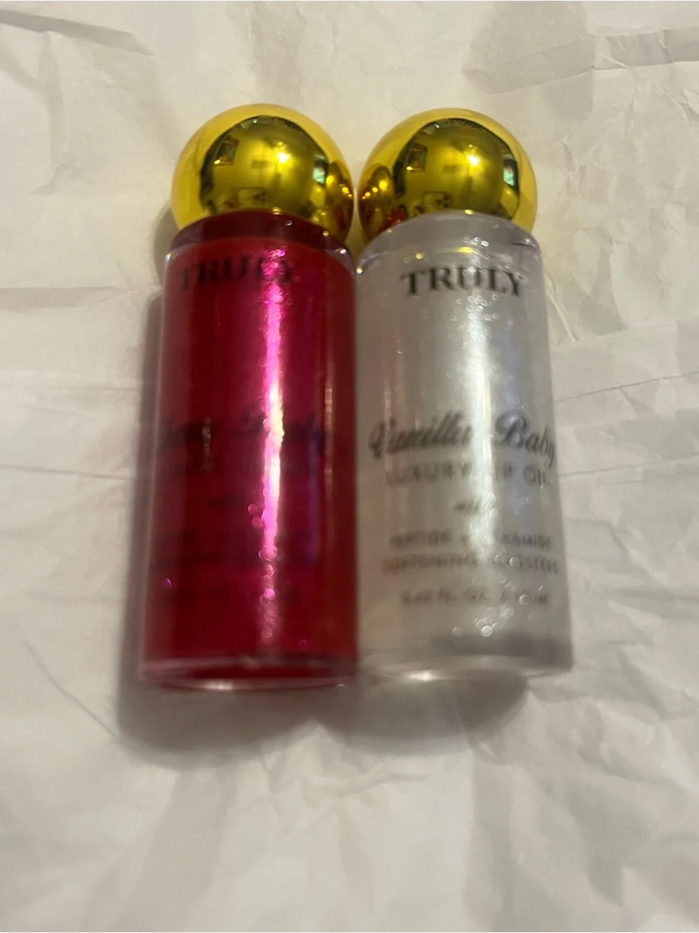 TRULY Lip Oil Duo — Fuchsia & Clear with Gold Caps